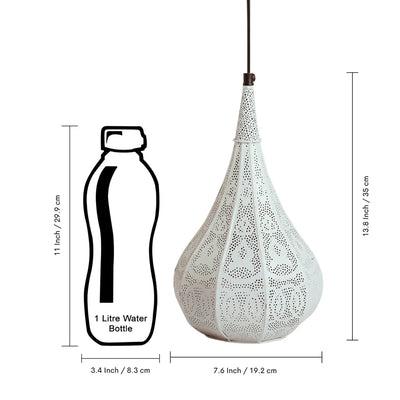 'Moroccan Flame' Hand-Etched Hanging Pendant Lamp Shade (35.1 cm, Iron, Matte Finish)