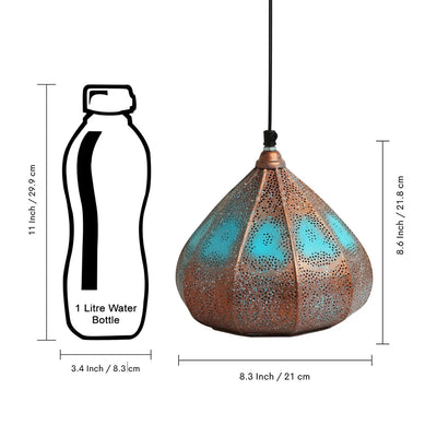 'Moroccan Rustic' Hand-Etched Hanging Pendant Lamp Shade (8.6 Inches, Iron, Glossy Finish)