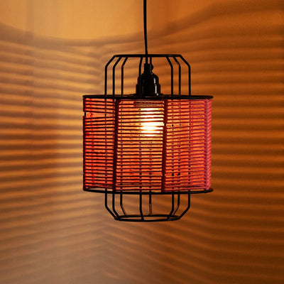 'Cotton Weaved' Hanging Pendant Lamp Shade (25.9 cm, Iron & Cotton Rope, Handwoven)