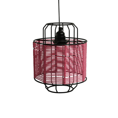 'Cotton Weaved' Hanging Pendant Lamp Shade (25.9 cm, Iron & Cotton Rope, Handwoven)