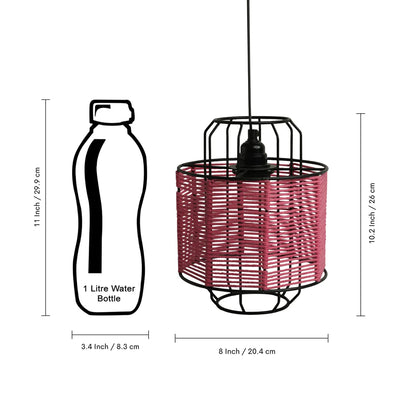 'Cotton Weaved' Hanging Pendant Lamp Shade (25.9 cm, Iron & Cotton Rope, Handwoven)