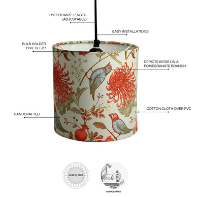 'Chirping Birds' Hanging Pendant Lamp Shade (20.6 cm, Handcrafted)