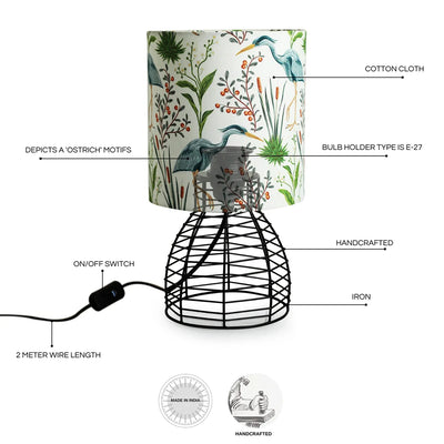 Ostrich Sanctuary' Handcrafted Decorative Table Lamp In Iron (35 cm)