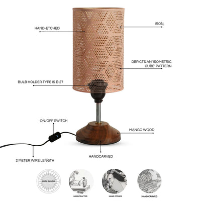 Isometric Cubes' Hand-Etched Decorative Table Lamp In Iron (35 cm)