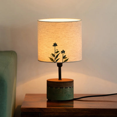 Dainty Flowers' Hand-Painted Decorative Table Lamp In Mango Wood (32 cm)