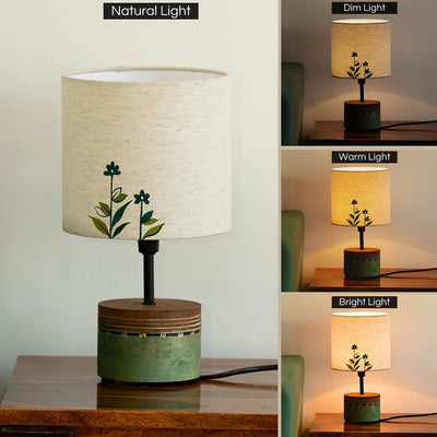 Dainty Flowers' Hand-Painted Decorative Table Lamp In Mango Wood (32 cm)