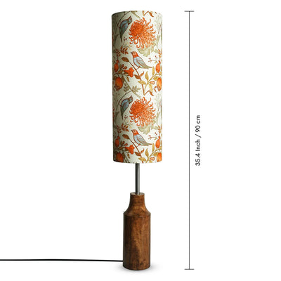 Chirping Birds' Handcarved Decorative Floor Lamp In Mango Wood (90 cm)