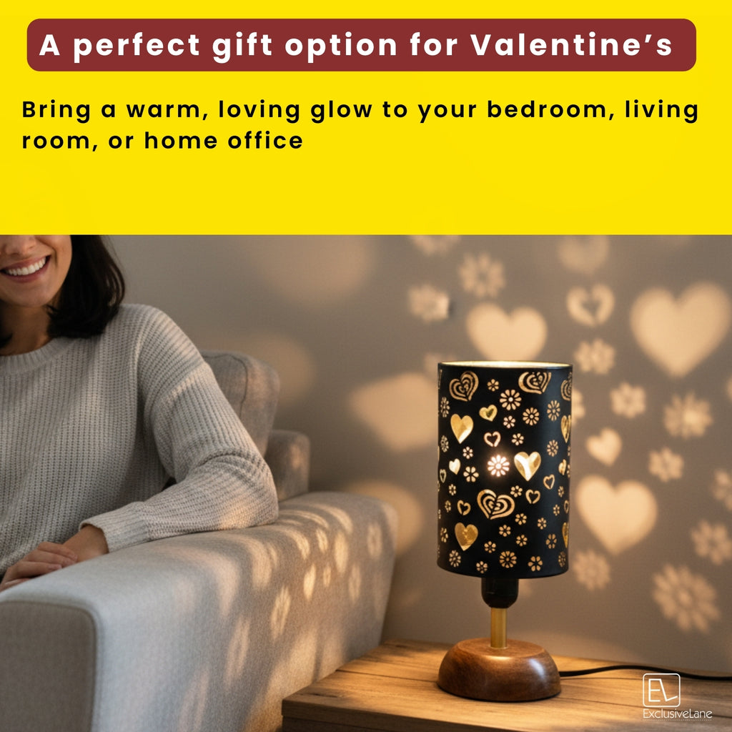 Love Whisper’ Metal Decorative Table Lamp (32 cm, Without Bulb, Hand-Etched)