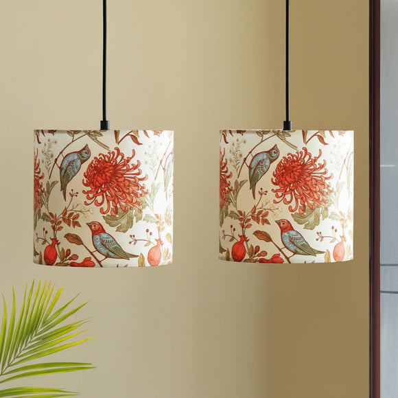  'Chirping Birds' Hanging Pendant Lamp Shade (Swt of 2, 8.1 Inches, Handcrafted)