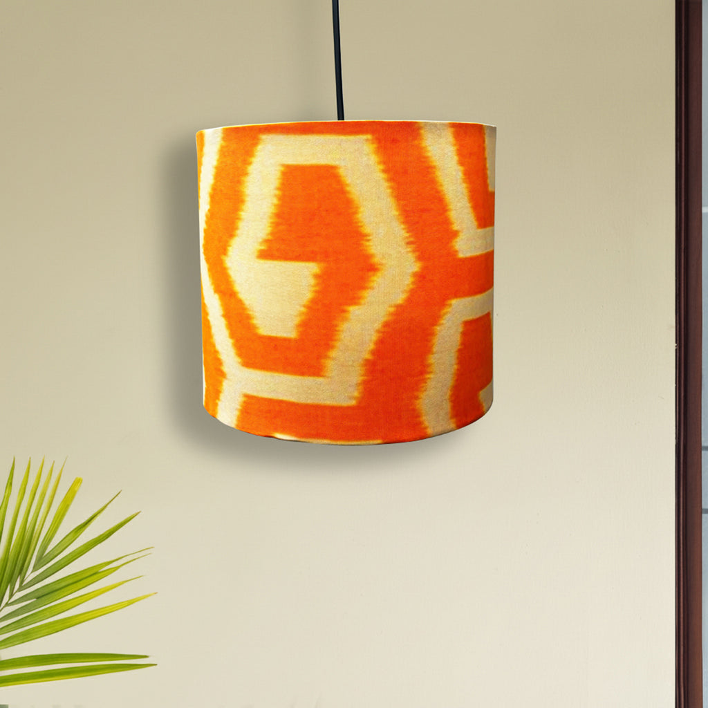  ‘Amber Sunset’ Cotton Cloth Hanging Pendant Lamp (22.8 Cm, Without Bulb, Handcrafted)