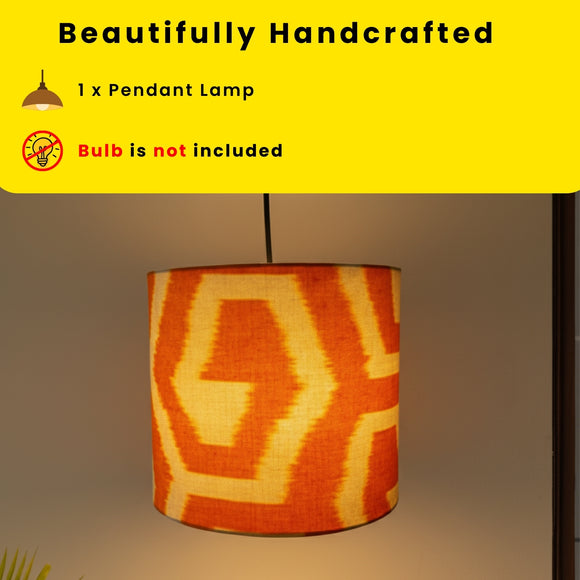  ‘Amber Sunset’ Cotton Cloth Hanging Pendant Lamp (22.8 Cm, Without Bulb, Handcrafted)