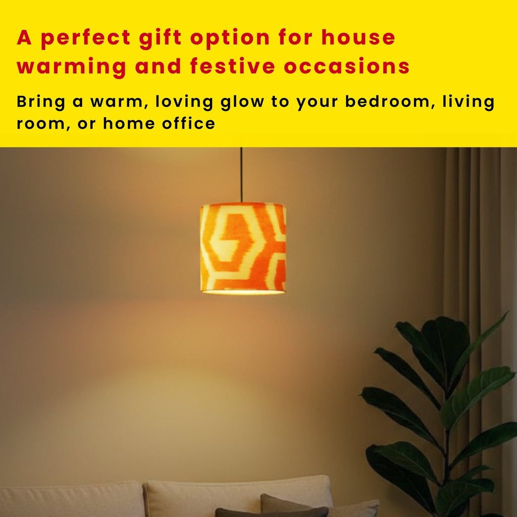  ‘Amber Sunset’ Cotton Cloth Hanging Pendant Lamp (22.8 Cm, Without Bulb, Handcrafted)