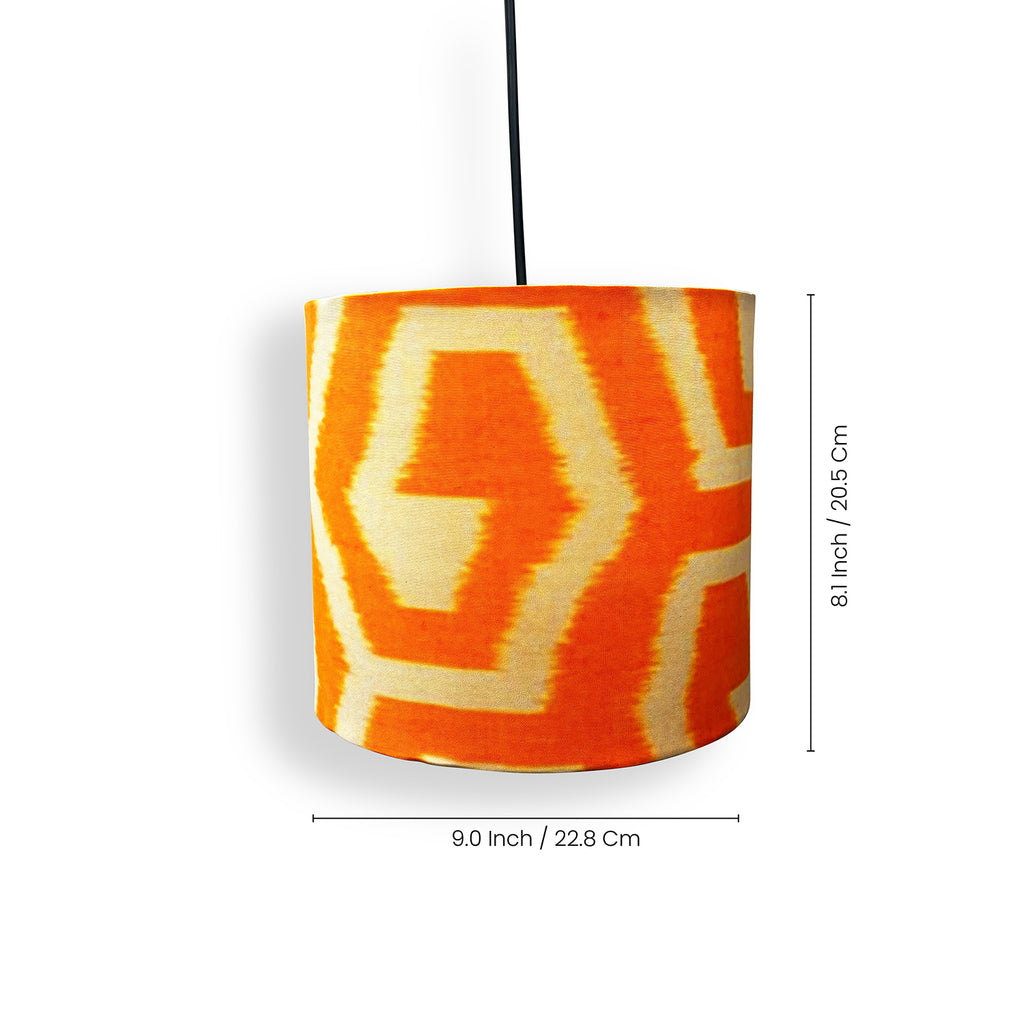 ‘Amber Sunset’ Cotton Cloth Hanging Pendant Lamp (22.8 Cm, Without Bulb, Handcrafted)