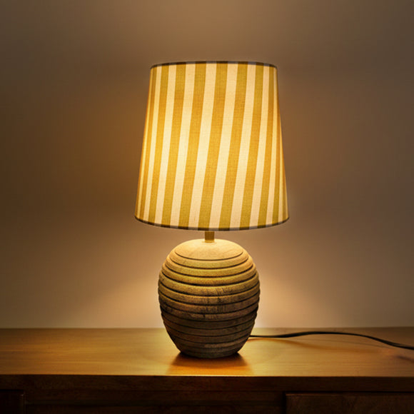  'Sunbeam Stripes' Decorative Table Lamp In Mango Wood (40.1 Cm, Without Bulb, Handcrafted)