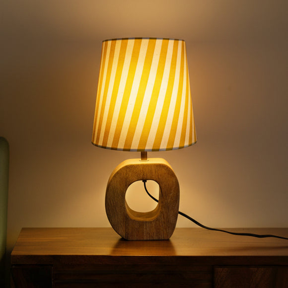  'Sunbeam Stripes' Decorative Table Lamp In Mango Wood (40.9 Cm, Without Bulb, Handcrafted)