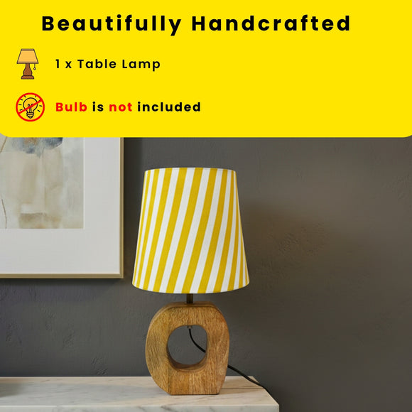  'Sunbeam Stripes' Decorative Table Lamp In Mango Wood (40.9 Cm, Without Bulb, Handcrafted)