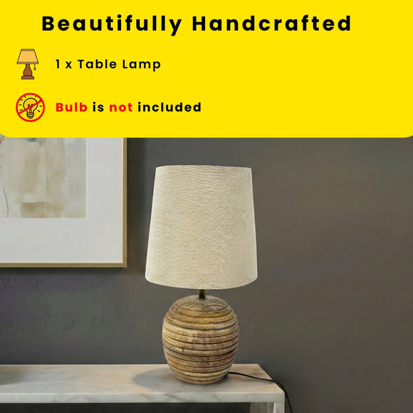  'Gentle Tones' Decorative Table Lamp In Mango Wood (40.1 Cm, Without Bulb, Handcrafted)
