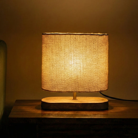  'Subtle Glow' Decorative Table Lamp In Mango Wood (28 Cm, Without Bulb, Handcrafted)