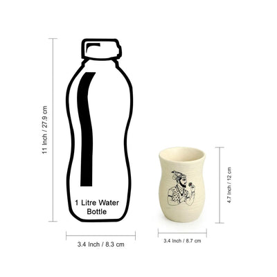 Daawat-e-Taj' Handcrafted Ceramic Water & Milk Glasses (Set of 2 | 320 ml | Microwave Safe)