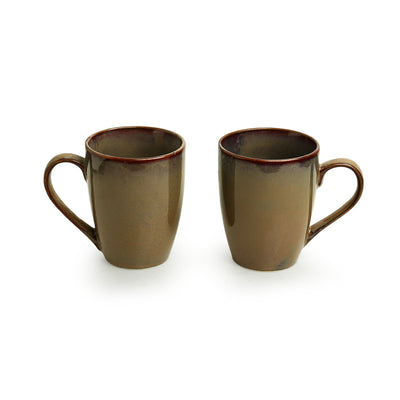 Ash Brown Ombré' Hand Glazed Coffee Mugs In Ceramic (Set Of 2 | 300 ML | Microwave Safe)