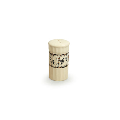 Whispers of Warli' Handcrafted Ceramic Salt & Pepper Shakers (Set of 2 | 100 ML)