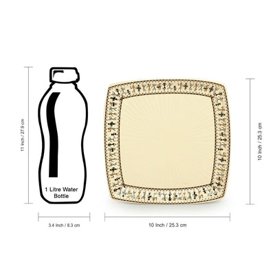 Whispers of Warli' Handcrafted Ceramic Dinner Plates (Set of 2 | 10 Inches | Microwave Safe)