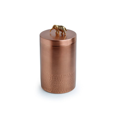 Tuskered Glory' Copper Container With Lid (Non-airtight | 1180 ML)