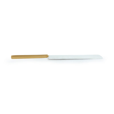 'Exquisite Enigma' Cake Server & Bread Knife In Stainless Steel & Brass (Set of 2)