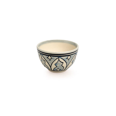 Arabian Nights' Hand-Painted Ceramic Dinner Bowls/Katoris (Set of 6 | 160 ML | Microwave Safe)