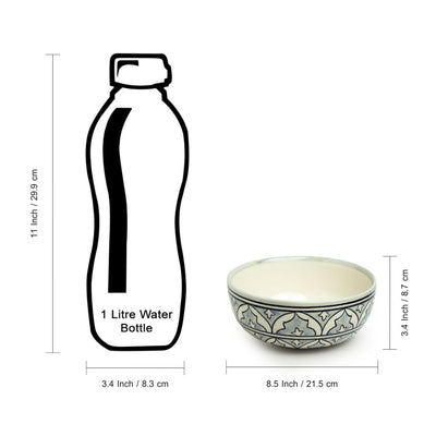 Arabian Nights' Hand-Painted Ceramic Serving Bowls (Set of 3 | Microwave Safe)