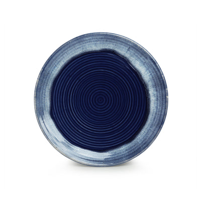 Sapphire Swirl' Hand Glazed Studio Pottery Dinner Plates In Ceramic (Set of 6 | 10 Inches | Microwave Safe)