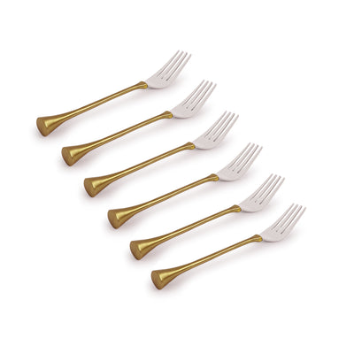 'Enticing Enigma' Hand-Crafted Table Forks In Stainless Steel & Brass (Set of 6)