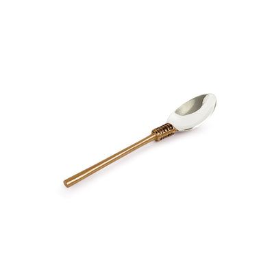 'Radiant Enigma' Hand-Crafted Table Spoons In Stainless Steel & Brass (Set of 6)
