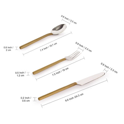 'Enchanting Enigma' Hand-Crafted Table Cutlery Set In Stainless Steel & Brass (Set of 5)