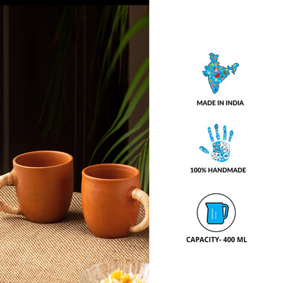 Cane Heirloom' Tea & Coffee Mug in Terracotta (400 ml | Microwave Safe)