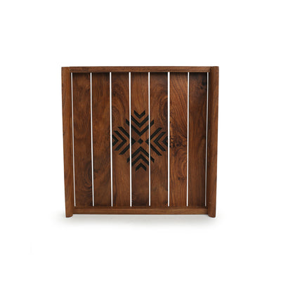 'Pattern Prints' Hand-Carved Serving Tray In Sheesham Wood