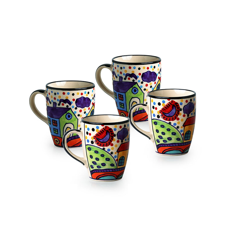 The Hut Jumbo Cuppas Hand-Painted Ceramic Coffee And Tea Mugs (Set Of 4)