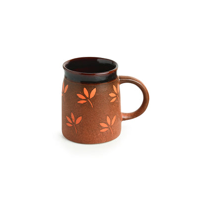 Leaf Sips Handglazed Studio Pottery Coffee Tea Mugs In Ceramic (Set of 4)