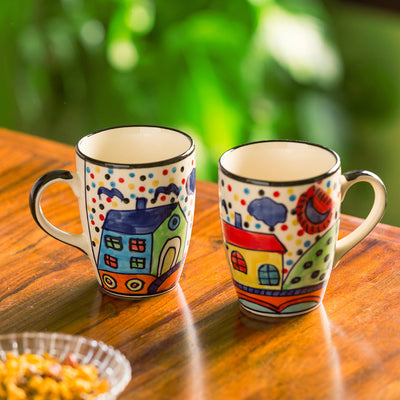 The Hut Jumbo Cuppas Hand-Painted Ceramic Coffee And Tea Mugs (Set Of 6)