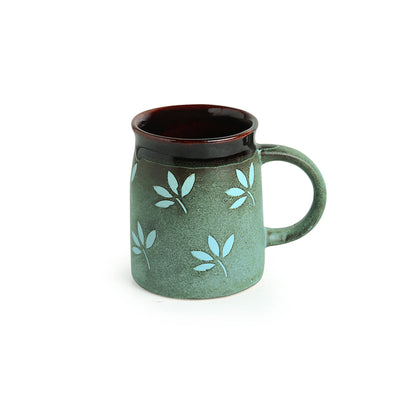 Leaf Sips Handglazed Studio Pottery Ceramic Coffee Tea Mugs (Set of 6)