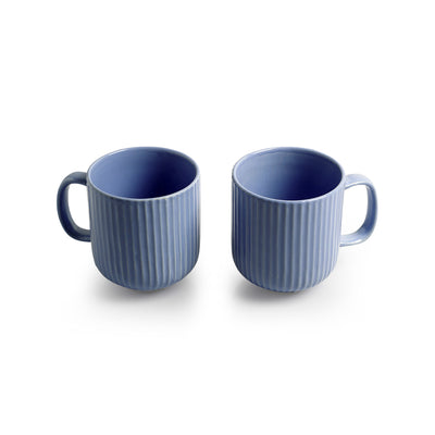 Coral Reef' Glazed Studio Pottery Ceramic Tea & Coffee Mugs (Set of 2, 300 ml, Purple)