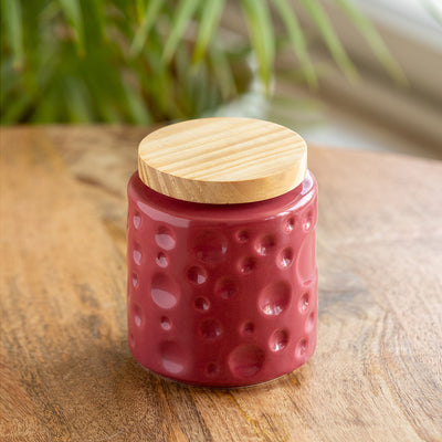 Chic Red' Handcrafted Multi-utility Ceramic Storage Jar and Container (Air-Tight, 720 ml)