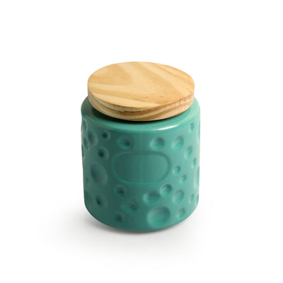 Vibrant Green' Handcrafted Multi-utility Ceramic Storage Jar and Container (Air-Tight, 720 ml)