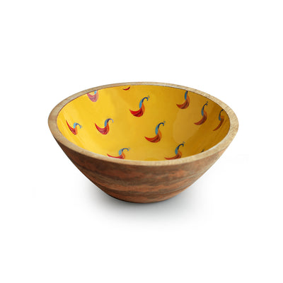 Peacocks'  Handenamelled Serving Salad Bowl (7.8 Inches, 700 ml, Mango Wood, Handcrafted)