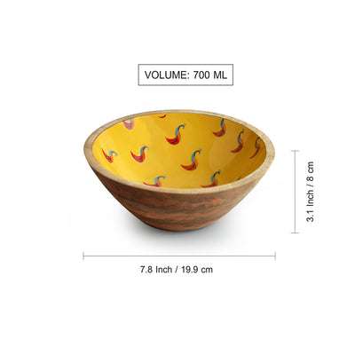 Peacocks'  Handenamelled Serving Salad Bowl (7.8 Inches, 700 ml, Mango Wood, Handcrafted)