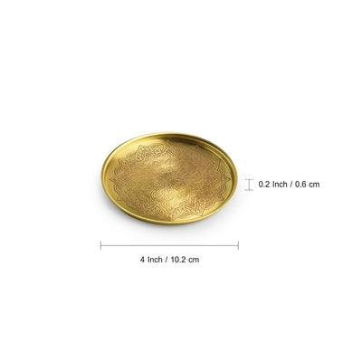 Mandala Design' Hand-Etched Brass Coasters (Set Of 2)