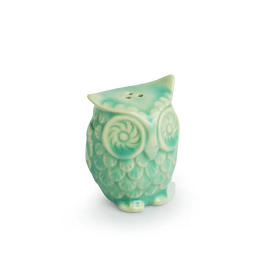 'Caribbean Green' Handcrafted Salt & Pepper Shakers In Ceramic (Set of 2, 80 ML, Hand-Etched)