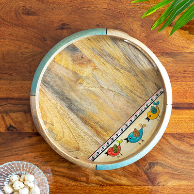 'Flock Of Birds' Decorative Serving Tray In Mango Wood (Hand-Painted)