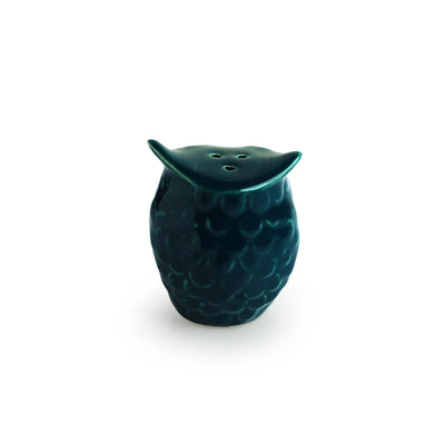 'Teal Forest' Handcrafted Salt & Pepper Shakers In Ceramic (Set of 2, 80 ml, Hand-Etched)