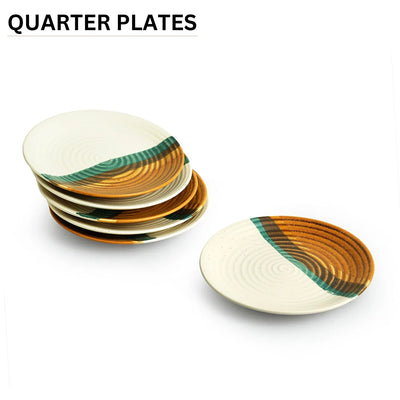 'Zen Garden' Hand Glazed Ceramic Side/Quarter Plates (Set of 6, Microwave Safe)